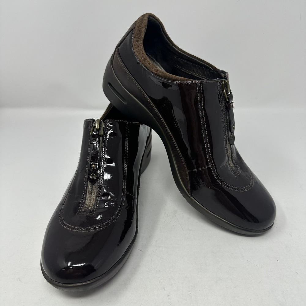 Cole Haan Shoes Women 7.5 Brown Waterproof Nike Air Zip Patent Leather Loafers